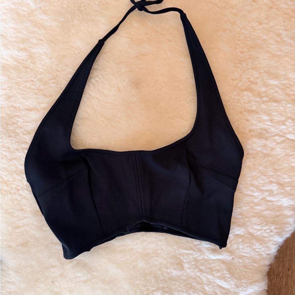 Elegant Black Halter Crop Top